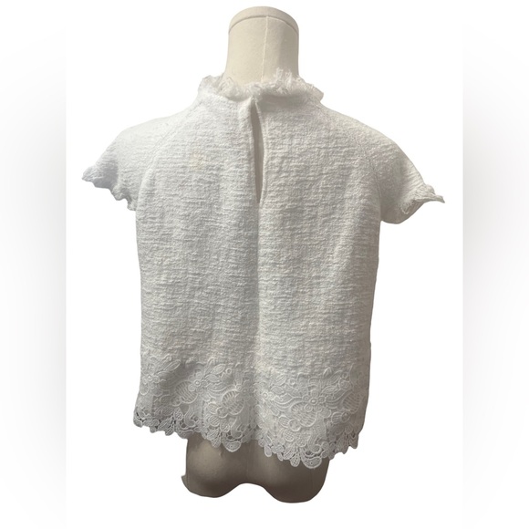 Zara Women’s white frayed embroidered top  size M - Picture 3 of 4